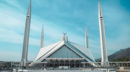A beautiful view of faisal masjid. unique picture of shah faisal mosque.